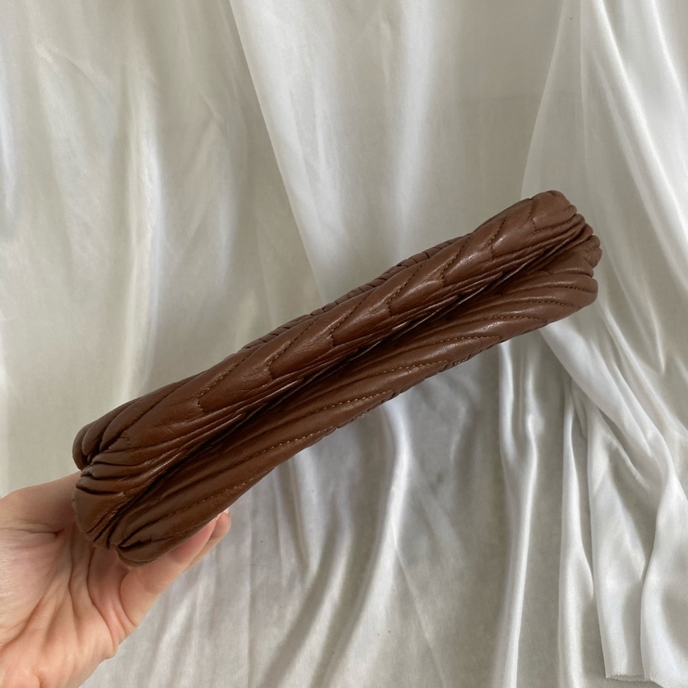 ✨PRADA✨Gathered Nappa Leather Evening Clutch - Picture 2 of 10